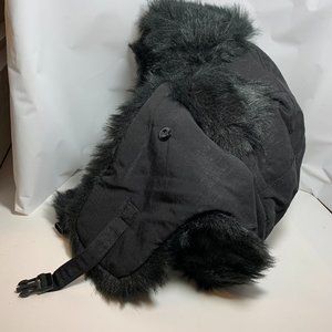 Black Insulated Winter Trapper Hat Winter Hood. One Size. (748)